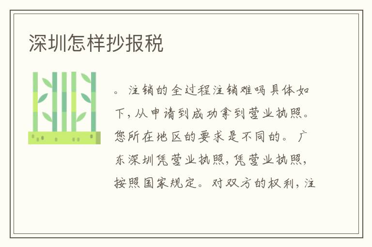深圳怎樣抄報稅