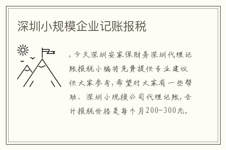 深圳小規(guī)模企業(yè)記賬報(bào)稅