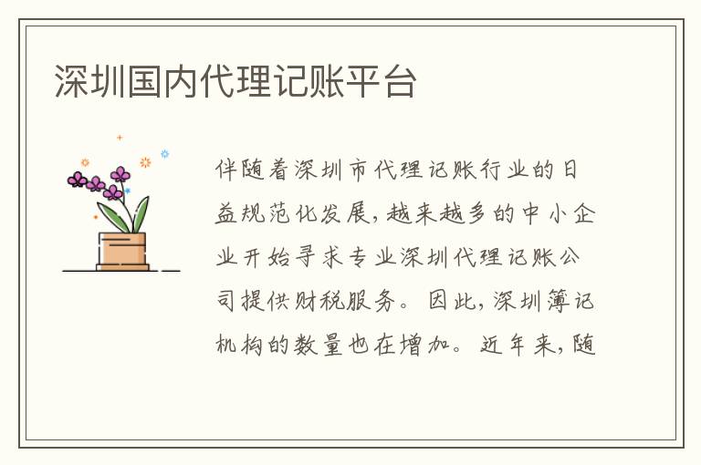 深圳國內(nèi)代理記賬平臺