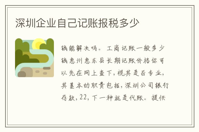 深圳企業(yè)自己記賬報(bào)稅多少