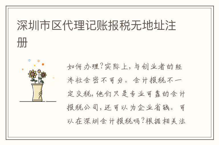 深圳市區(qū)代理記賬報(bào)稅無(wú)地址注冊(cè)