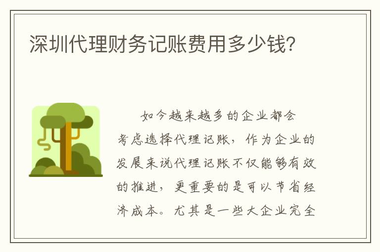 深圳代理財(cái)務(wù)記賬費(fèi)用多少錢？
