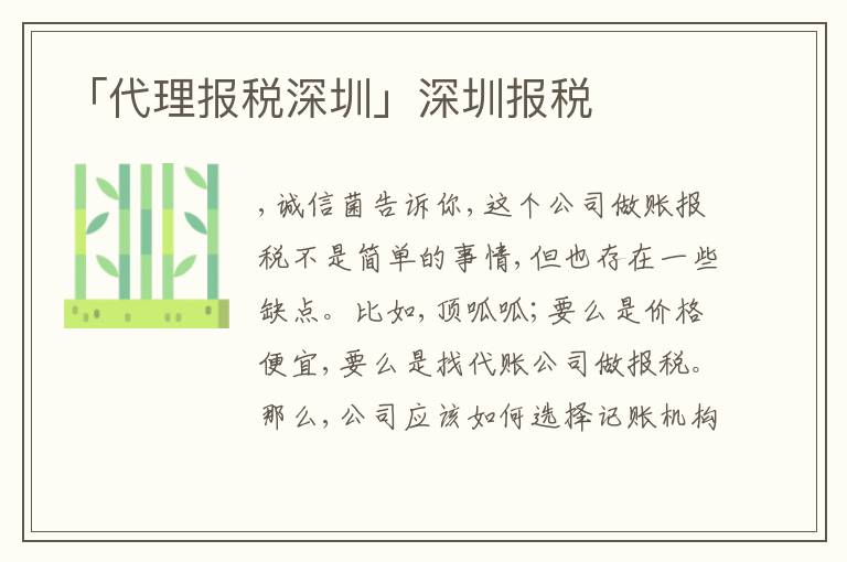 「代理報(bào)稅深圳」深圳報(bào)稅