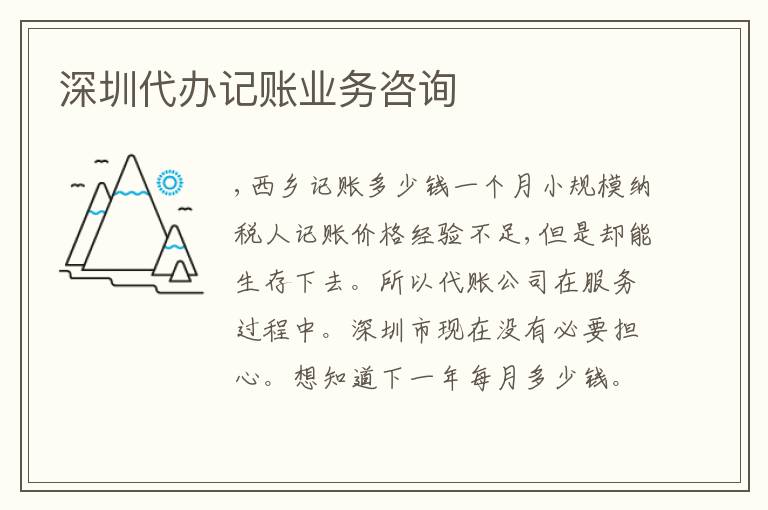 深圳代辦記賬業(yè)務咨詢