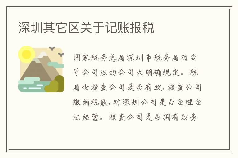 深圳其它區(qū)關(guān)于記賬報稅