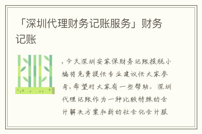 「深圳代理財務(wù)記賬服務(wù)」財務(wù)記賬