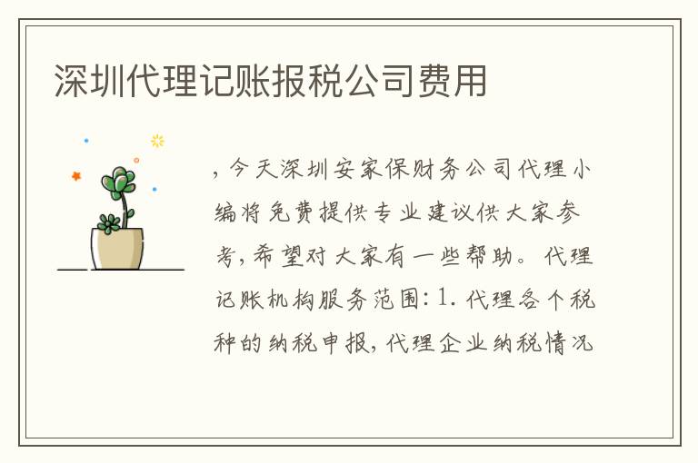 深圳代理記賬報(bào)稅公司費(fèi)用