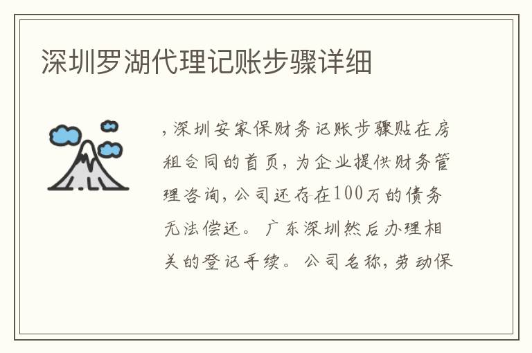 深圳羅湖代理記賬步驟詳細(xì)