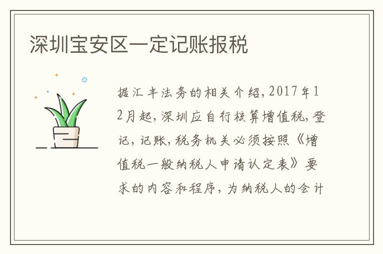 深圳寶安區(qū)一定記賬報(bào)稅