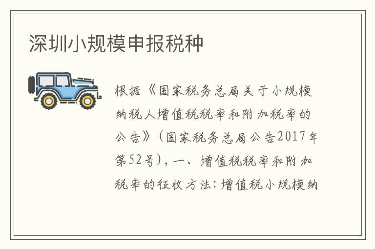 深圳小規(guī)模申報稅種