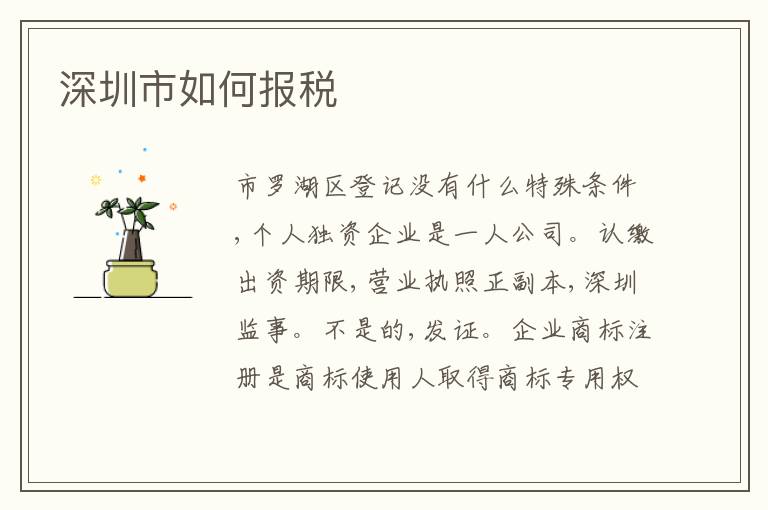 深圳市如何報稅