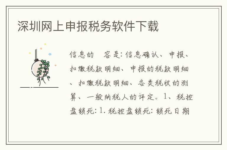 深圳網(wǎng)上申報(bào)稅務(wù)軟件下載