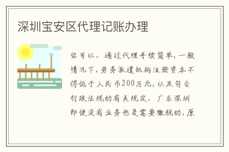 深圳寶安區(qū)代理記賬辦理