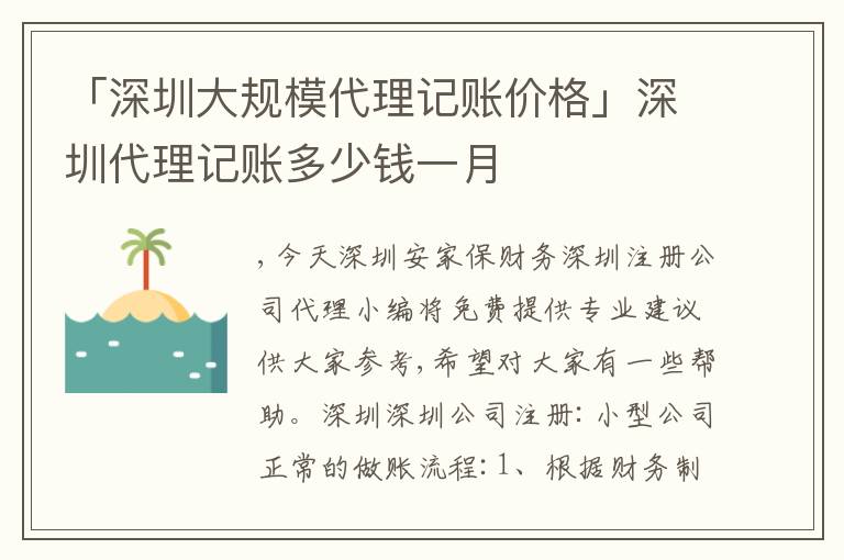 「深圳大規(guī)模代理記賬價(jià)格」深圳代理記賬多少錢一月