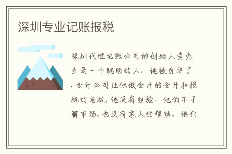 深圳專業(yè)記賬報稅
