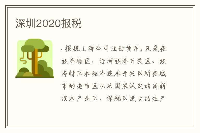 深圳2020報(bào)稅