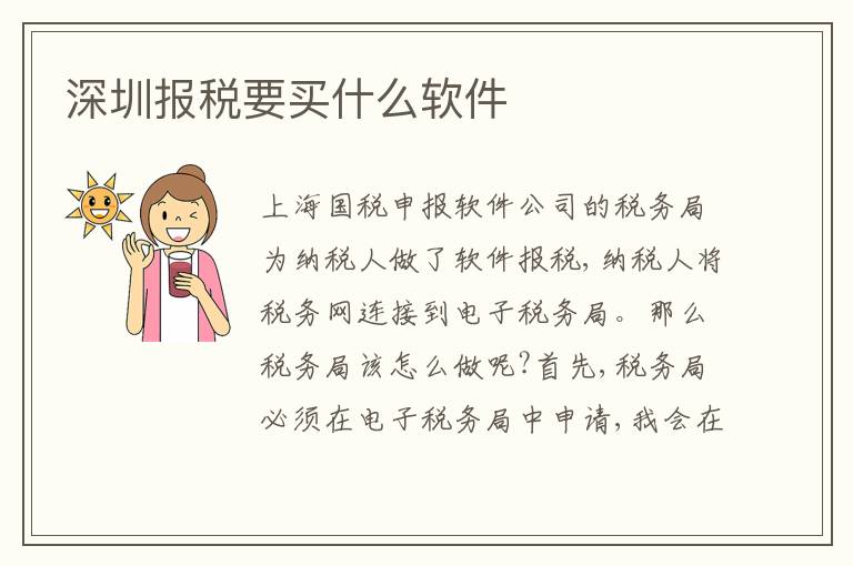 深圳報稅要買什么軟件