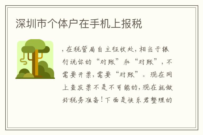 深圳市個體戶在手機上報稅
