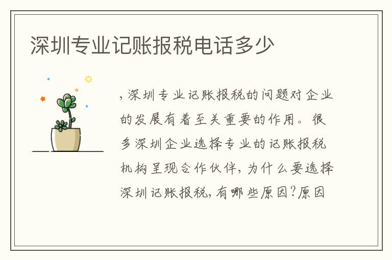 深圳專業(yè)記賬報稅電話多少