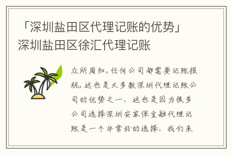 「深圳鹽田區(qū)代理記賬的優(yōu)勢」深圳鹽田區(qū)徐匯代理記賬