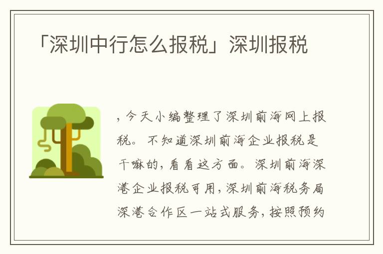 「深圳中行怎么報(bào)稅」深圳報(bào)稅