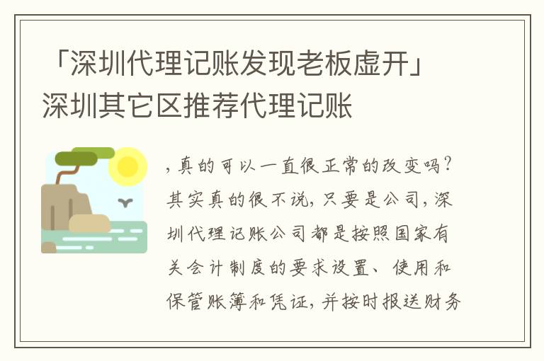 「深圳代理記賬發(fā)現(xiàn)老板虛開」深圳其它區(qū)推薦代理記賬