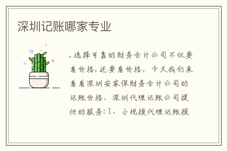 深圳記賬哪家專業(yè)
