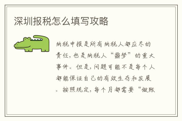 深圳報稅怎么填寫攻略