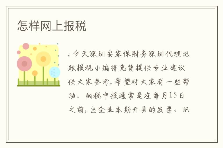 怎樣網(wǎng)上報(bào)稅