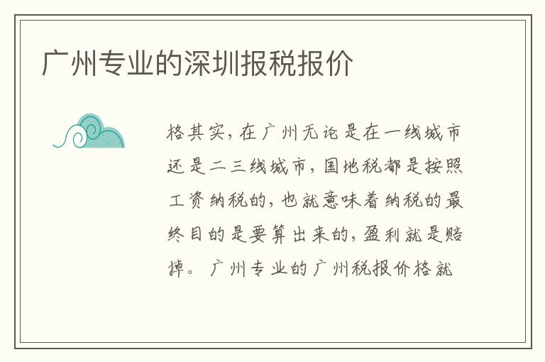 廣州專業(yè)的深圳報(bào)稅報(bào)價(jià)