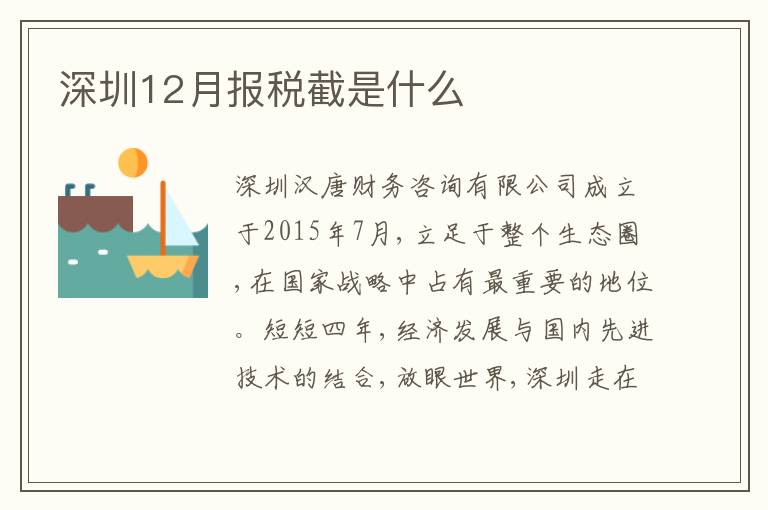深圳12月報(bào)稅截是什么