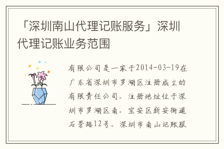 「深圳南山代理記賬服務(wù)」深圳代理記賬業(yè)務(wù)范圍