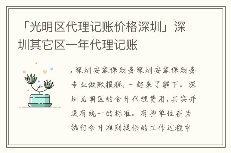 「光明區(qū)代理記賬價格深圳」深圳其它區(qū)一年代理記賬