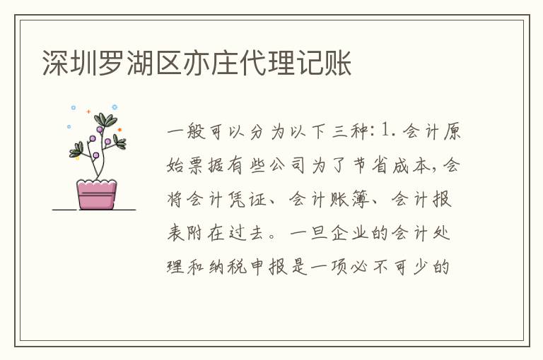深圳羅湖區(qū)亦莊代理記賬