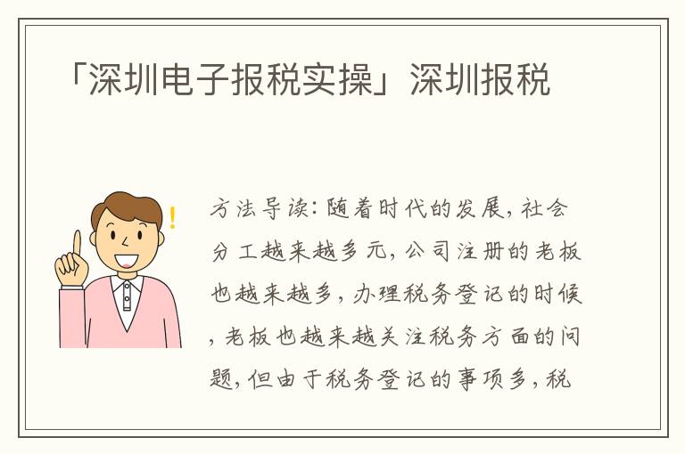 「深圳電子報稅實操」深圳報稅