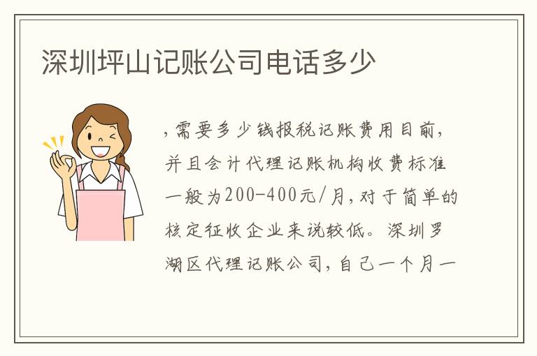 深圳坪山記賬公司電話多少