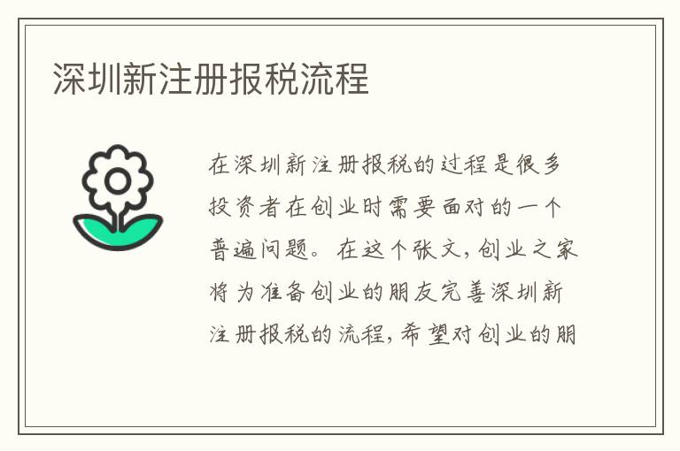 深圳新注冊報稅流程