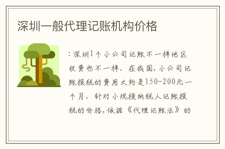 深圳一般代理記賬機(jī)構(gòu)價(jià)格