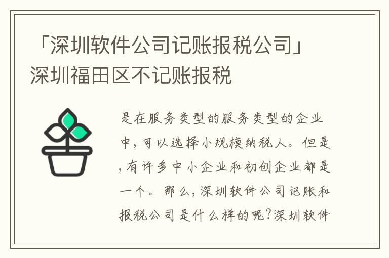「深圳軟件公司記賬報稅公司」深圳福田區(qū)不記賬報稅