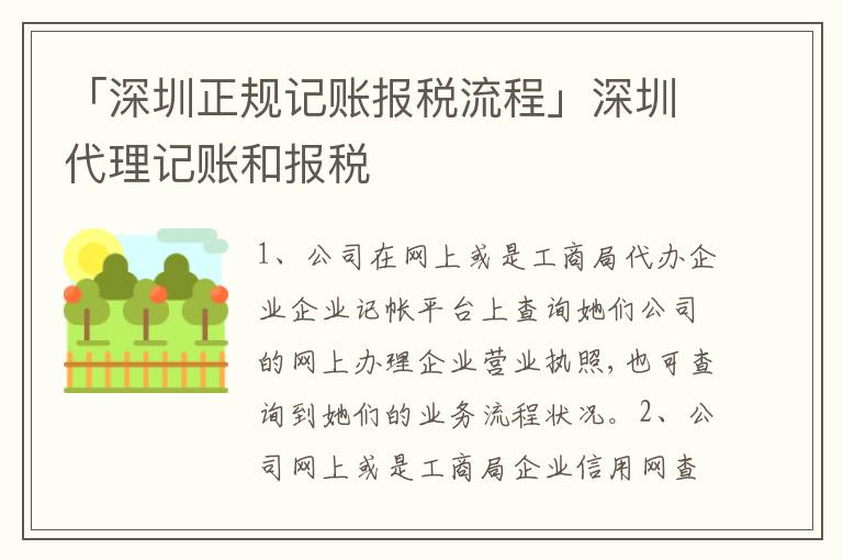 「深圳正規(guī)記賬報(bào)稅流程」深圳代理記賬和報(bào)稅