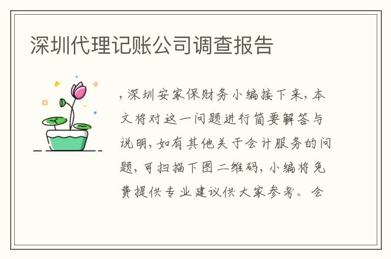 深圳代理記賬公司調(diào)查報告