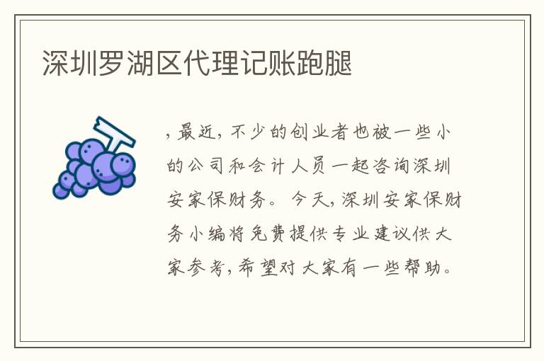 深圳羅湖區(qū)代理記賬跑腿
