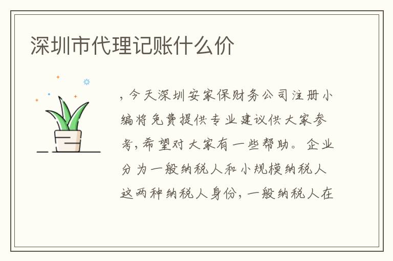 深圳市代理記賬什么價(jià)
