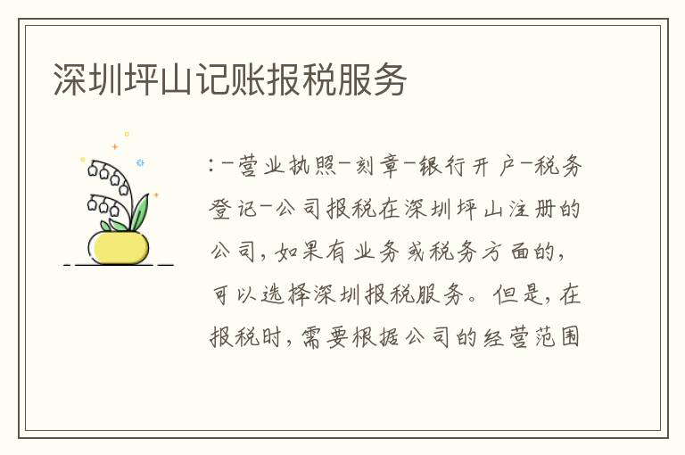 深圳坪山記賬報(bào)稅服務(wù)