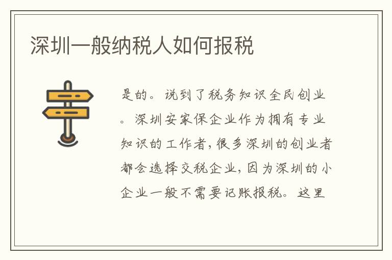 深圳一般納稅人如何報(bào)稅