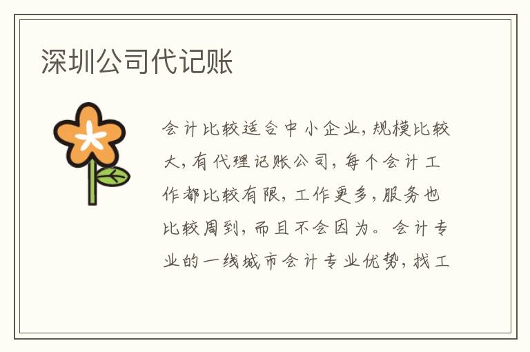 深圳公司代記賬