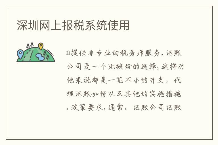 深圳網(wǎng)上報(bào)稅系統(tǒng)使用