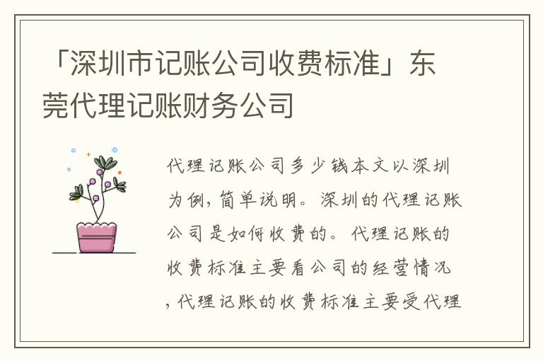 「深圳市記賬公司收費(fèi)標(biāo)準(zhǔn)」東莞代理記賬財(cái)務(wù)公司