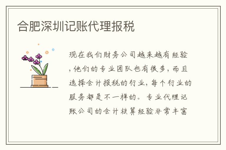 合肥深圳記賬代理報(bào)稅