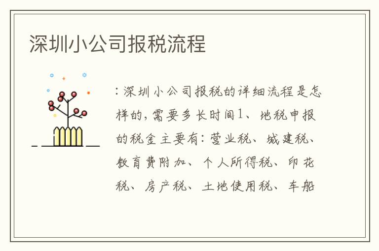 深圳小公司報(bào)稅流程